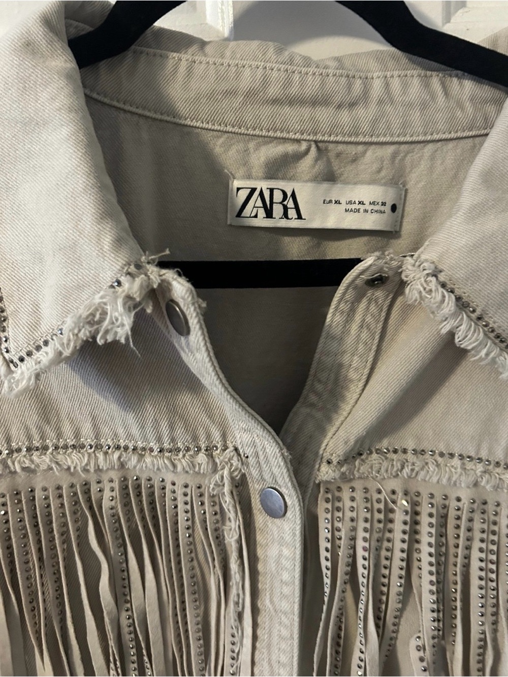 Zara Taupe Fringe Button-Up Jacket - Picture 6 of 9